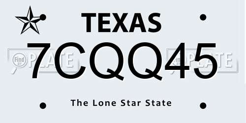7CQQ45 Texas License Plate