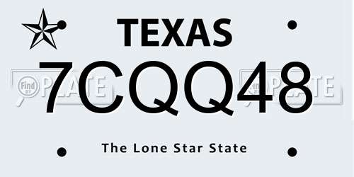 7CQQ48 Texas License Plate