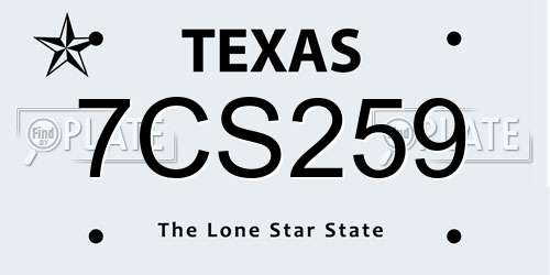 7CS259 Texas License Plate