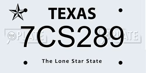 7CS289 Texas License Plate