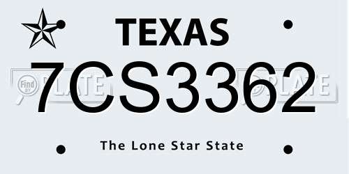 7CS3362 Texas License Plate