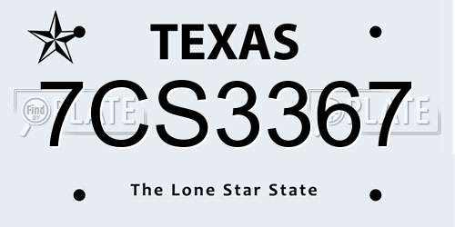 7CS3367 Texas License Plate