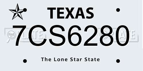 7CS6280 Texas License Plate