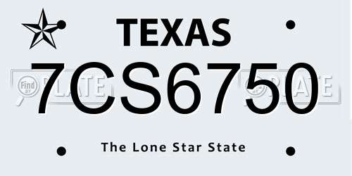 7CS6750 Texas License Plate