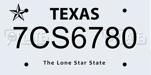 7CS6780 Texas License Plate