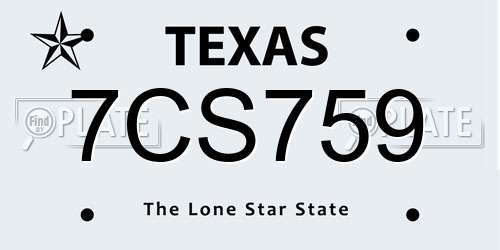 7CS759 Texas License Plate