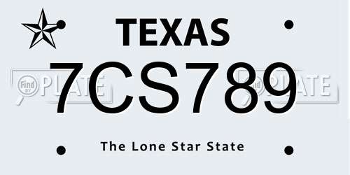 7CS789 Texas License Plate