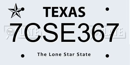 7CSE367 Texas License Plate