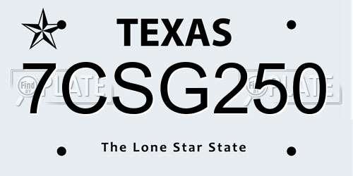 7CSG250 Texas License Plate