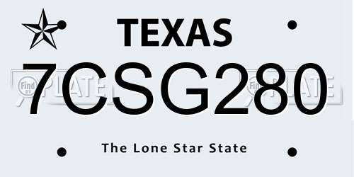 7CSG280 Texas License Plate