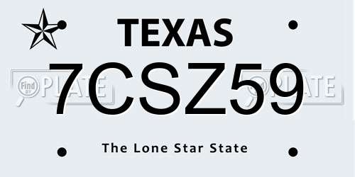 7CSZ59 Texas License Plate