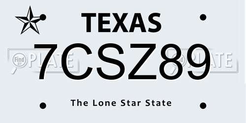 7CSZ89 Texas License Plate