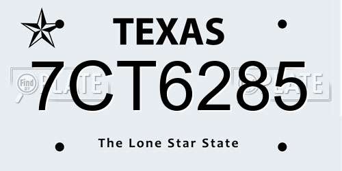 7CT6285 Texas License Plate