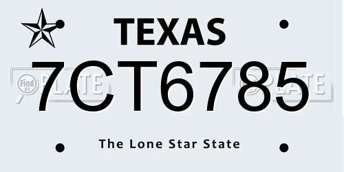 7CT6785 Texas License Plate