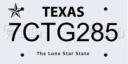 7CTG285 Texas License Plate