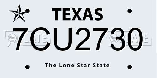 7CU2730 Texas License Plate