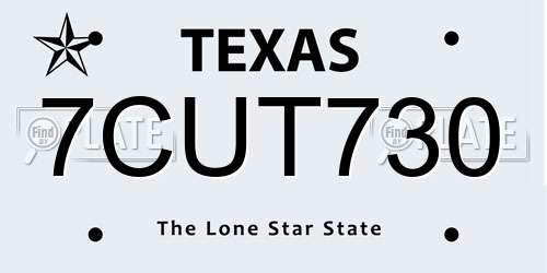 7CUT730 Texas License Plate