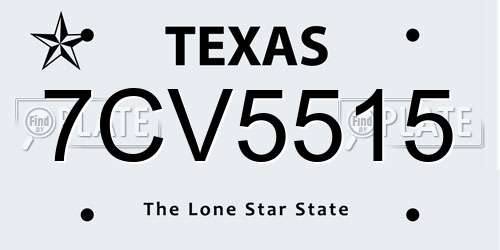 7CV5515 Texas License Plate