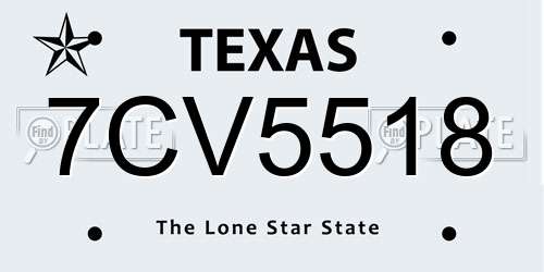 7CV5518 Texas License Plate