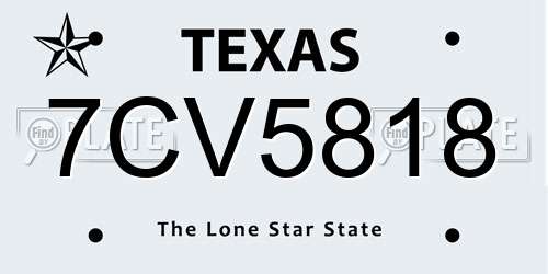7CV5818 Texas License Plate