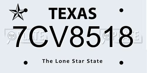 7CV8518 Texas License Plate