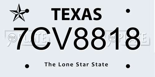 7CV8818 Texas License Plate