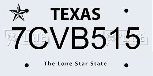 7CVB515 Texas License Plate