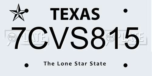 7CVS815 Texas License Plate