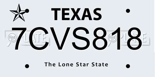7CVS818 Texas License Plate