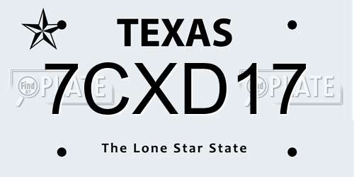 7CXD17 Texas License Plate