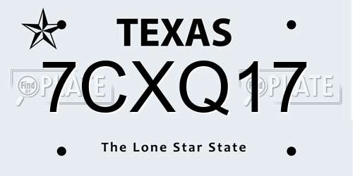7CXQ17 Texas License Plate