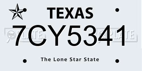 7CY5341 Texas License Plate