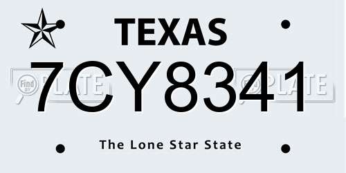 7CY8341 Texas License Plate