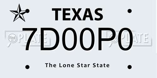 7D00P0 Texas License Plate