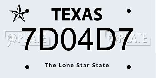 7D04D7 Texas License Plate