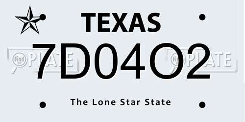 7D04O2 Texas License Plate
