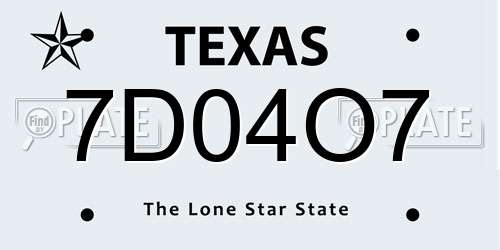 7D04O7 Texas License Plate