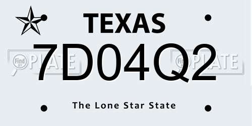 7D04Q2 Texas License Plate