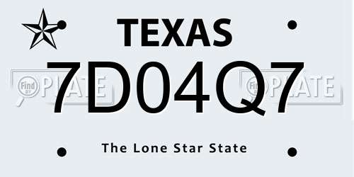 7D04Q7 Texas License Plate