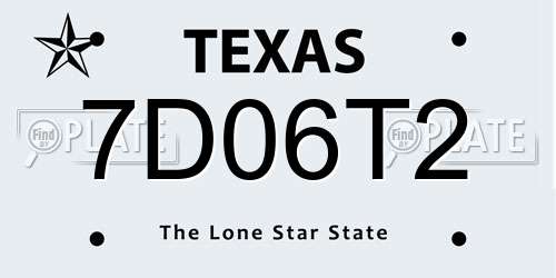 7D06T2 Texas License Plate