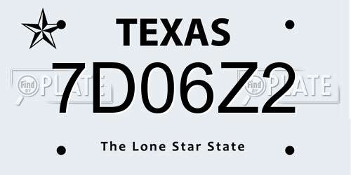 7D06Z2 Texas License Plate