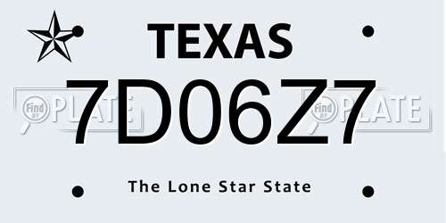 7D06Z7 Texas License Plate