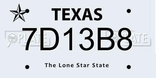 7D13B8 Texas License Plate