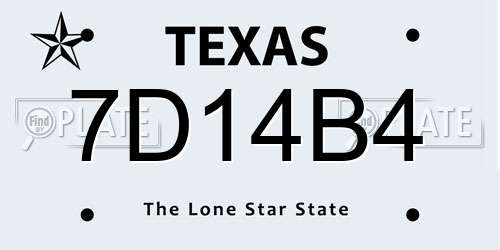 7D14B4 Texas License Plate