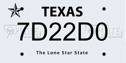 7D22D0 Texas License Plate
