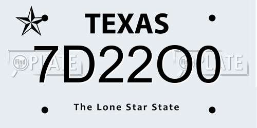 7D22O0 Texas License Plate