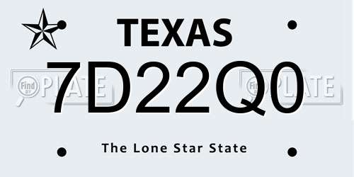 7D22Q0 Texas License Plate