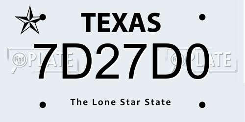 7D27D0 Texas License Plate