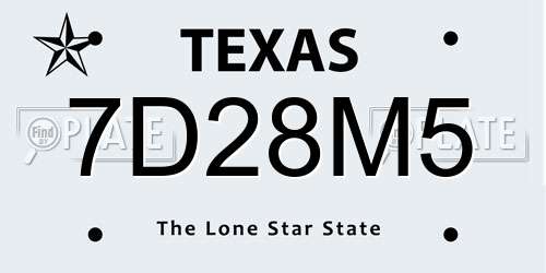 7D28M5 Texas License Plate