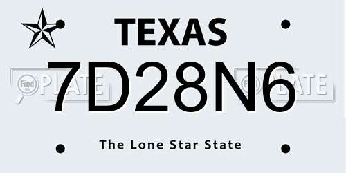 7D28N6 Texas License Plate